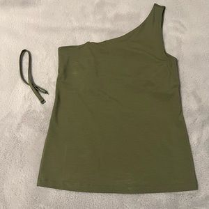 Banana Republic one shoulder tank small flight jacket green